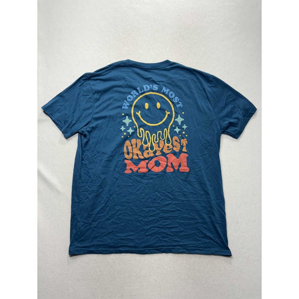 Academy Sports + Outdoors Shirt Womens XL Blue World's Most Okayest Mom Tee - Picture 5 of 11